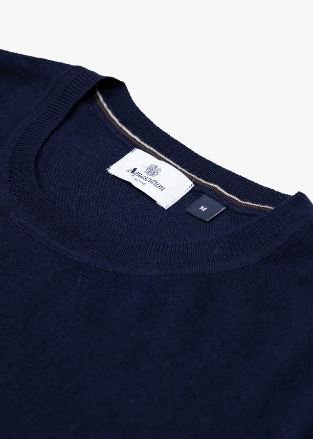 Aquascutum Truien Extrafine merino wool patches knit - navy