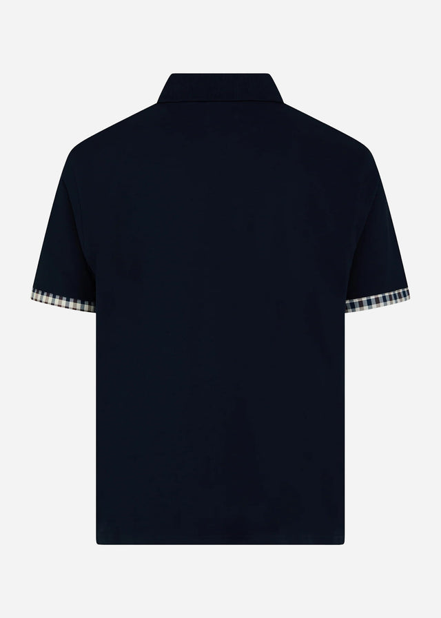 Aquascutum Polo's Cc stretch piqué sleeve polo - navy