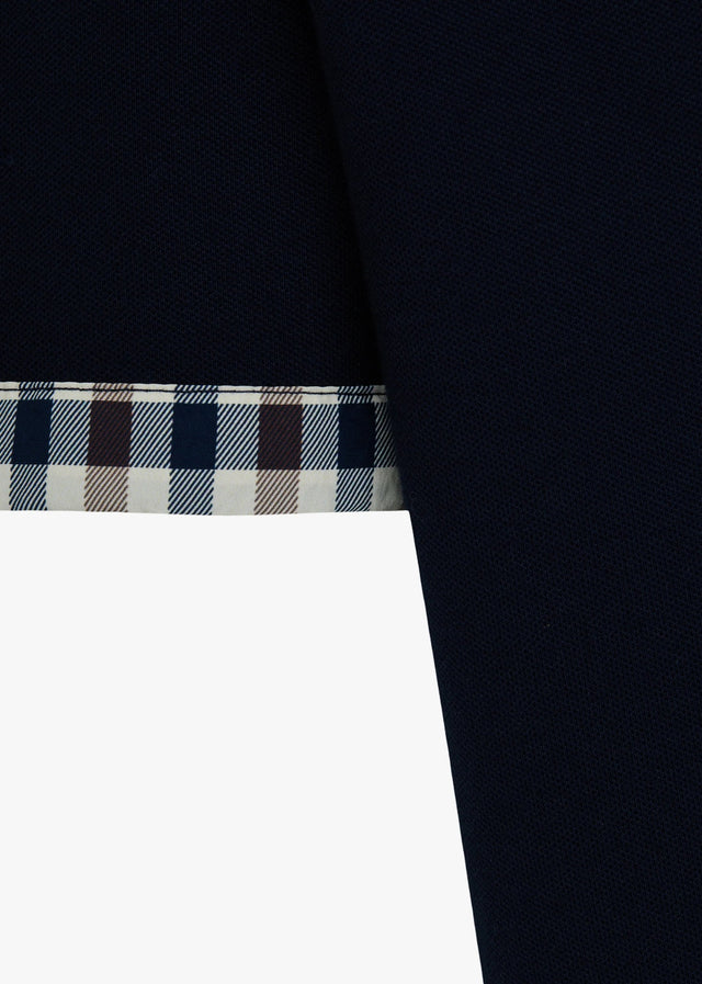 Aquascutum Polo's Cc stretch piqué sleeve polo - navy