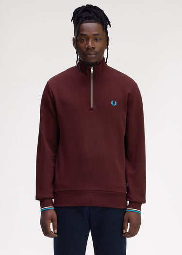 Fred Perry Truien Half zip sweatshirt - oxblood ecru court blue