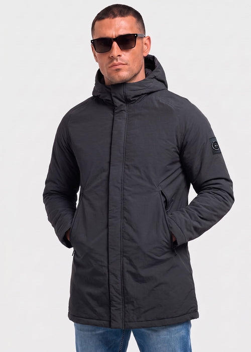 Kingston hooded trench jacket - black