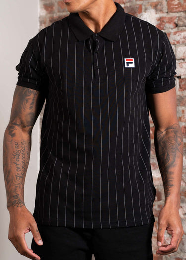 Fila Polo's Linter striped polo shirt - black iron gate striped