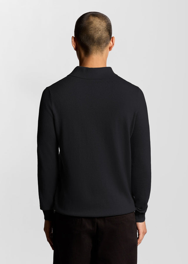 Lyle & Scott Longsleeve Polo's Cotton merino long sleeve knitted polo - dark navy