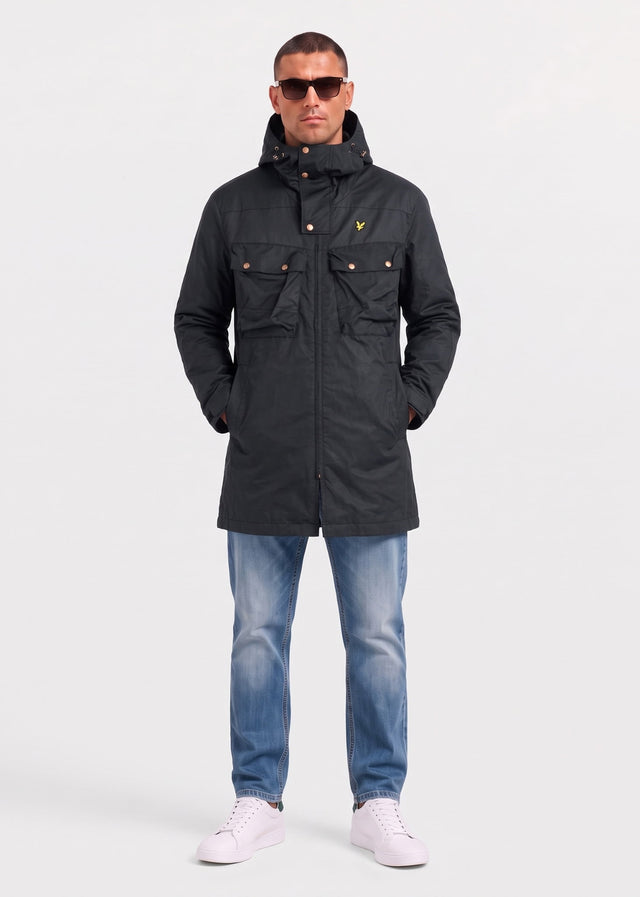 Lyle & Scott Jassen Waxed guard parka - jet black