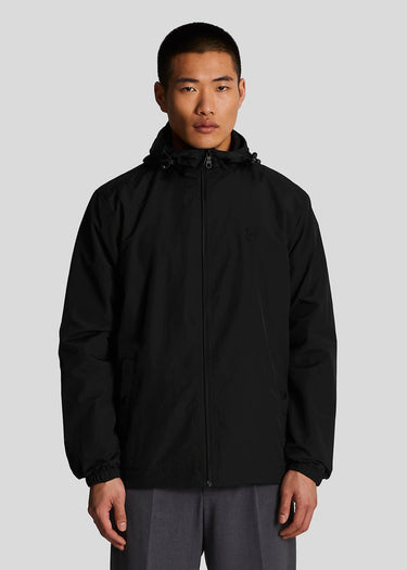 Lyle & Scott Jassen  Tonal eagle zip through hooded jacket - jet black 
