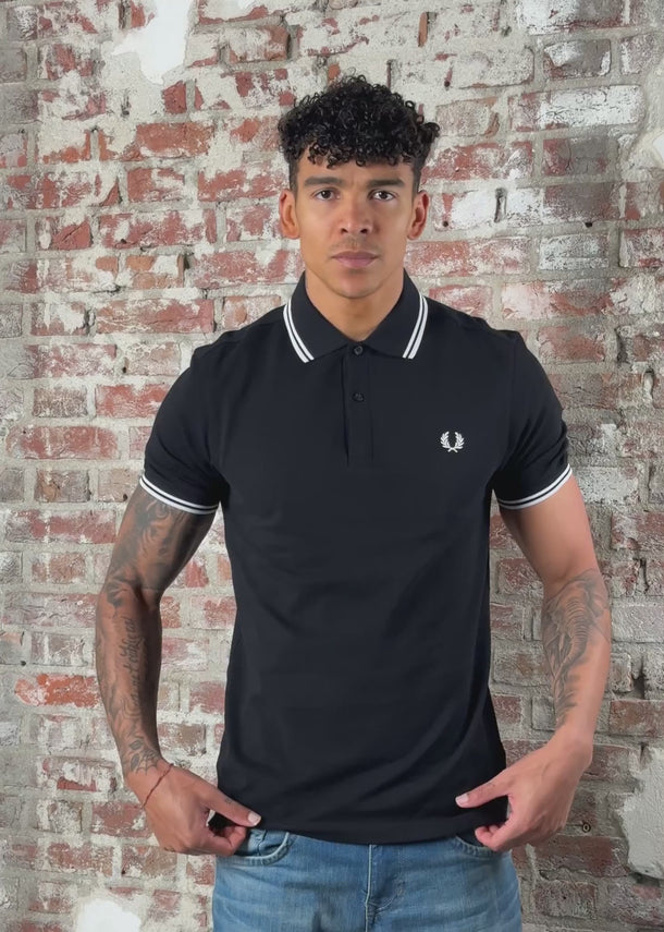 Fred Perry Polo's Twin tipped fred perry shirt - black white white