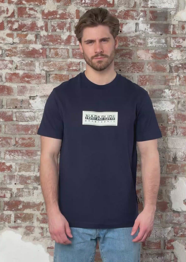 Napapijri T-shirts S box logo - blu marine
