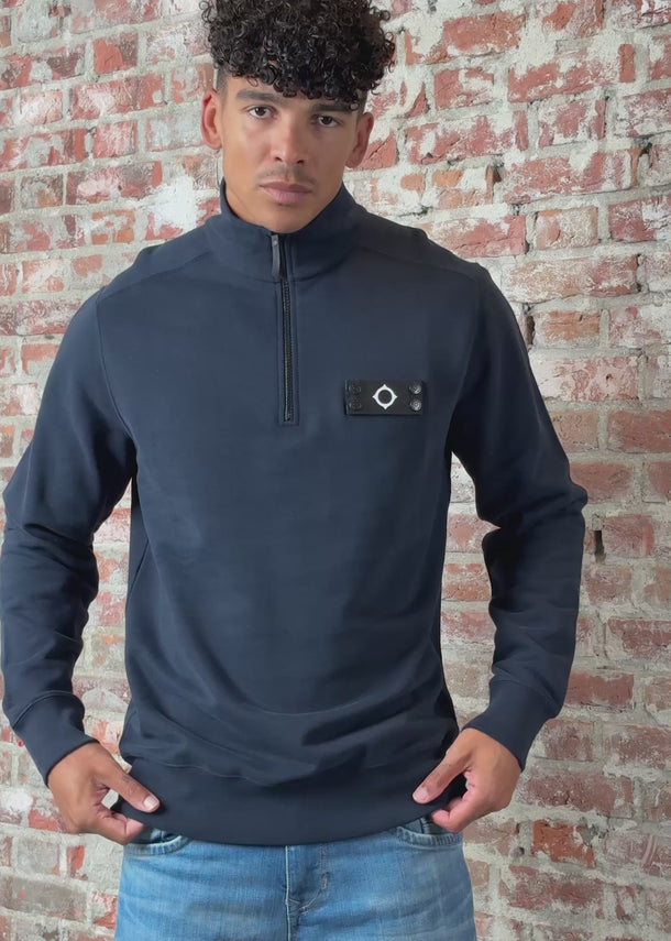 MA.Strum Truien Neo quarter zip sweat - ink navy