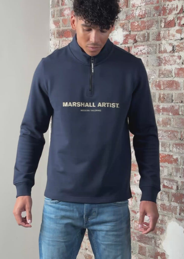 Marshall Artist Truien Costal erosion 1/4 zip - navy