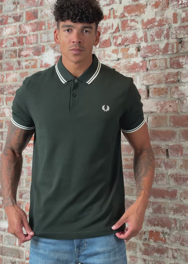 Fred Perry Polo's Twin tipped fred perry shirt - night green snow white snow white