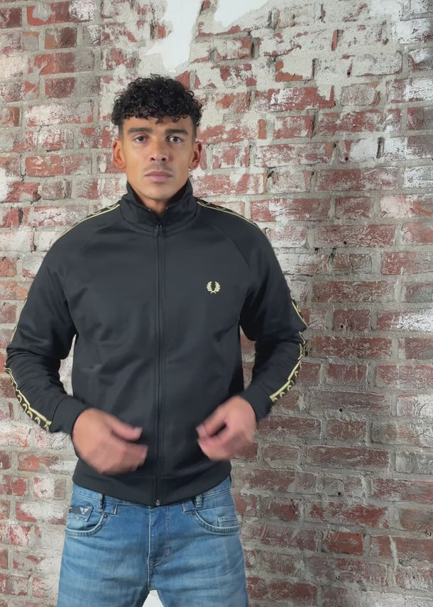 Fred Perry Vesten Contrast tape track jacket - black champagne