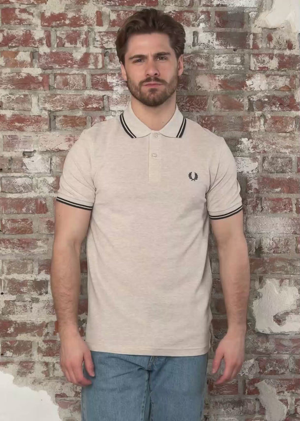 Fred Perry Polo's Twin tipped fred perry polo shirt- porridge marl brick anchor grey