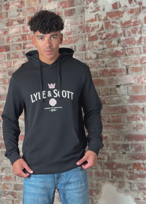 Lyle & Scott Hoodies Cheers to tradition graphic hoodie - jet black