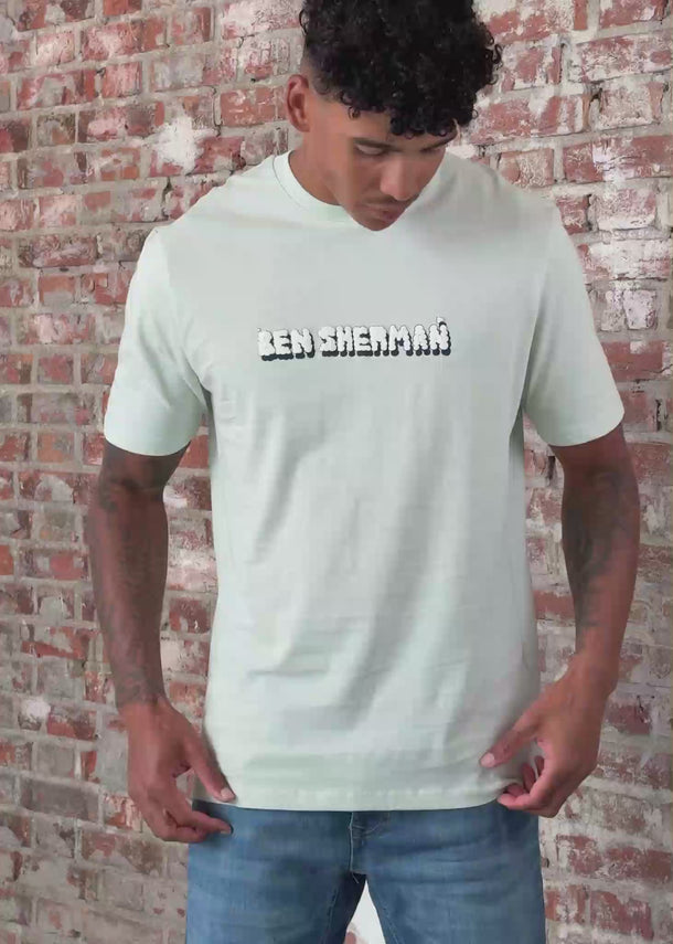 Ben Sherman T-shirts Music machine record press - light green