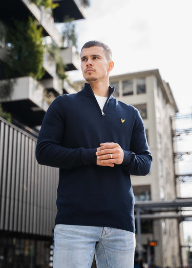 Lyle & Scott Truien Cotton merino quarter zip jumper - dark navy