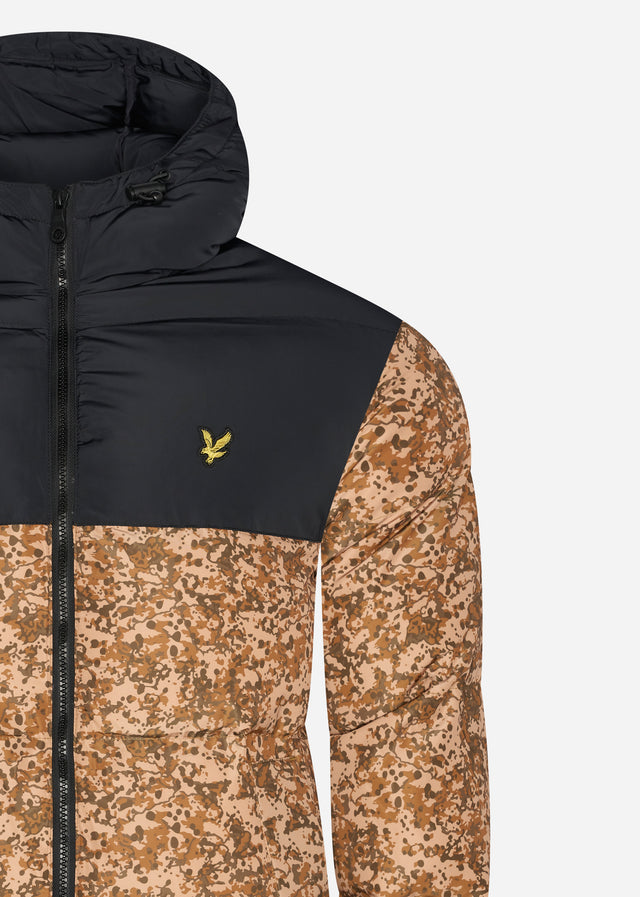 Lyle & Scott Jassen  Earth print wadded jacket - jet black 