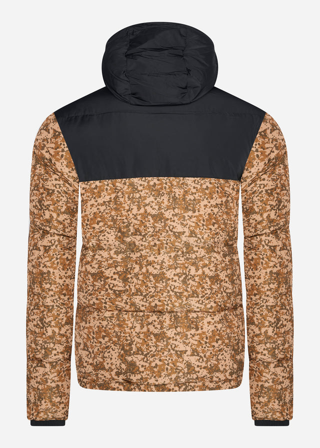 Lyle & Scott Jassen  Earth print wadded jacket - jet black 
