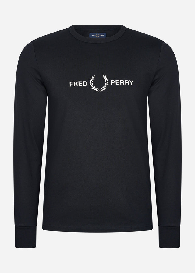 Fred Perry Longsleeve Tees  Graphic branding ls t-shirt - black 