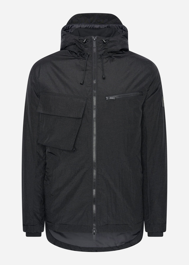 Lyle & Scott Jassen  Wadded dual pocket jacket with face guard - jet black 
