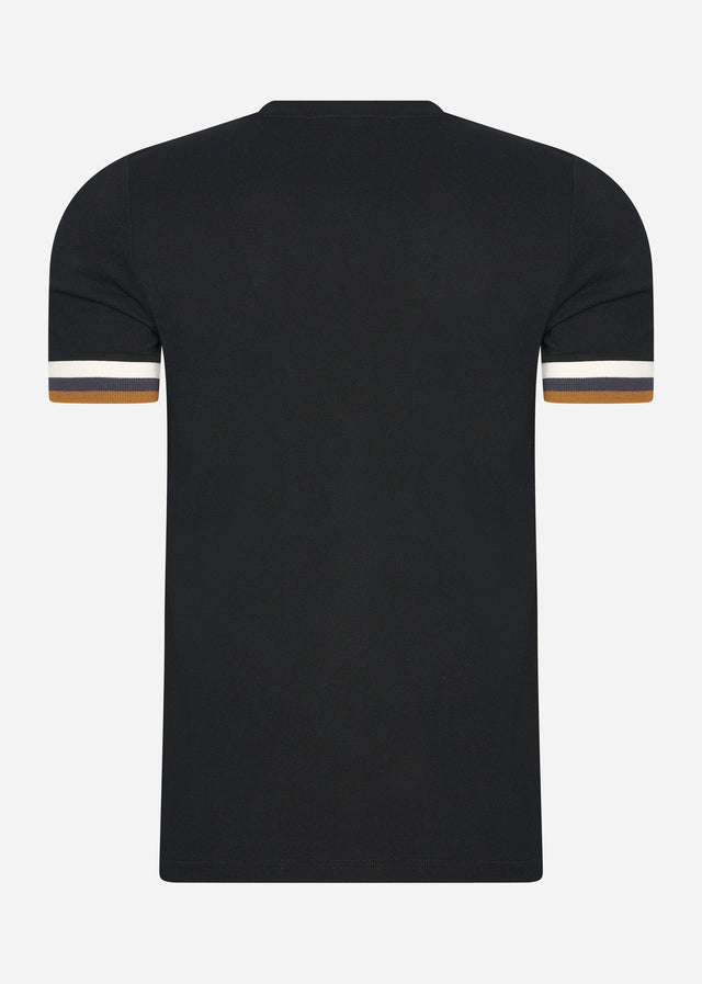 Fred Perry T-shirts  Striped cuff pique t-shirt - black 