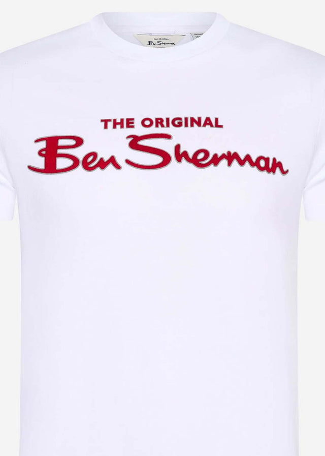 Ben Sherman T-shirts  Signature flock tee - white 
