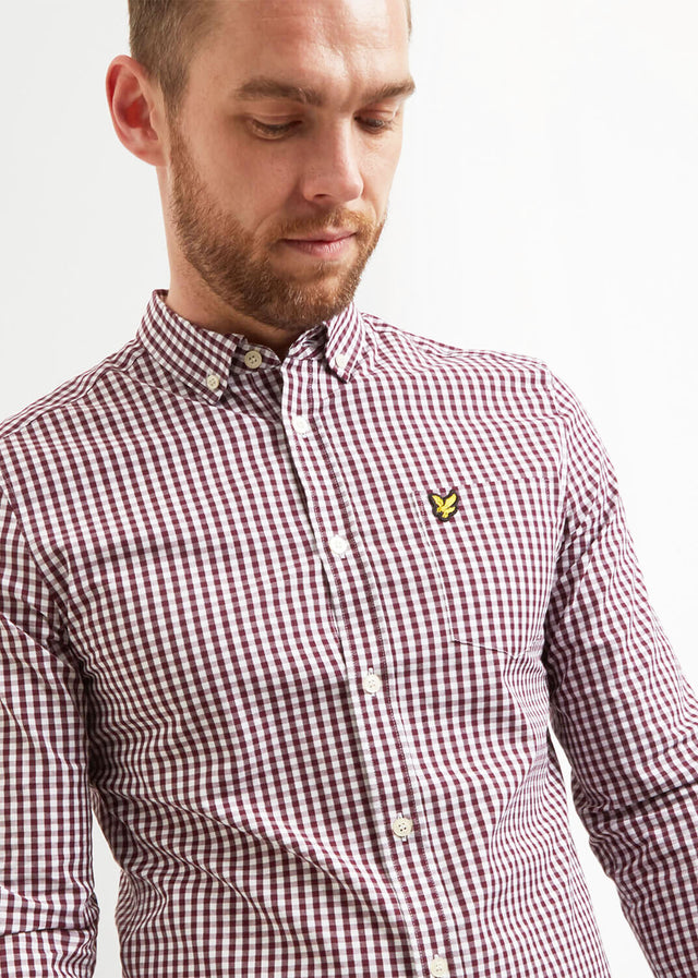 Lyle & Scott Overhemden  Slim fit gingham shirt - burgundy white 